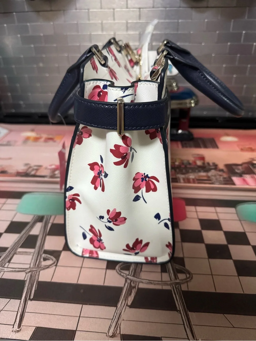 NWT Kate Spade Staci Tea Garden Medium Satchel Floral Crossbody Bag